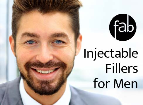 Featured image for a web page describing the benefits of Injectable Fillers for men. Man shown is model depicting possible benefits from treatment.